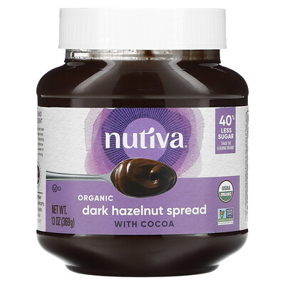 Nutiva органическая темная паста из фундука с какао, 369 г (13 унций)