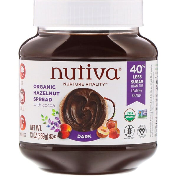 Nutiva, Organic Hazelnut Spread, Dark, 13 oz (369 g)