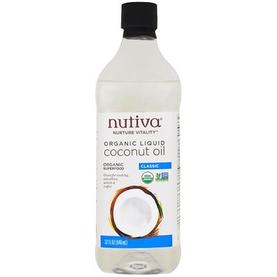 Купить Nutiva Органическое жидкое кокосовое масло, классическое, 32 жидкие унции (946 мл)
