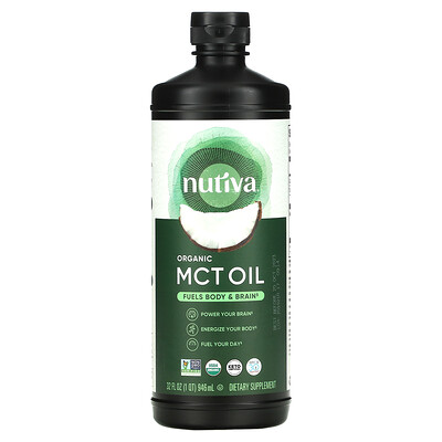 Nutiva 100% органическое кокосовое масло со среднецепочечными триглицеридами, без ароматизаторов, 946 мл (32 жидк. Унции)