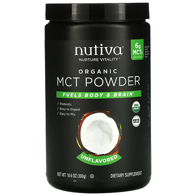 Nutiva органический порошок MCT, без добавок, 300 г (10,6 унции)