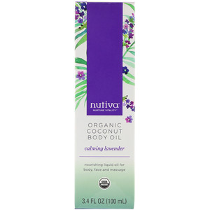 Отзывы о Нутива, Organic Coconut Body Oil, Calming Lavender, 3.4 fl oz (100 ml)