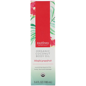 Отзывы о Нутива, Organic Coconut Body Oil, Blissful Grapefruit, 3.4 fl oz (100 ml)