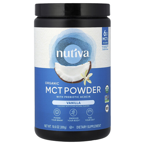 Nutiva Organic MCT Powder with Prebiotic Acacia, Vanilla, 10.6 oz (300 g)