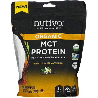 

Nutiva, Organic MCT Protein, Plant-Based Shake Mix, Vanilla, 13.76 oz (390 g)