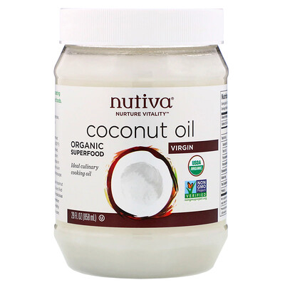 Nutiva Натуральное очищенное кокосовое масло, 29 жидких унций (858 мл)