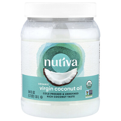 Nutiva, Aceite de coco orgánico, Virgen, 1,6 l (54 oz. líq.)