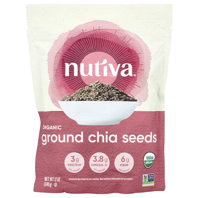 Nutiva, Organic Ground Chia Seeds, 12 oz (340 g)