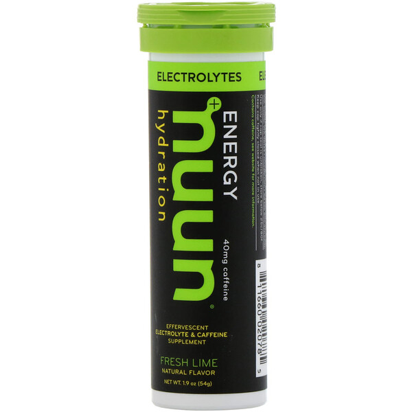 Nuun, Energy, Effervescent Electrolyte & Caffeine Supplement, Fresh Lime, 10 Tablets