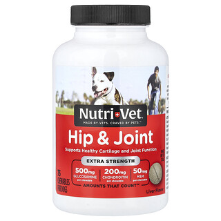 Nutri-Vet, șolduri și articulații, pentru câini, ficat, 75 de produse masticabile