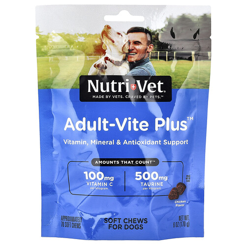 Nutri-Vet, Adult-Vite Plus™, For hunder, kylling, 70 myke tyggetabletter, 170 g