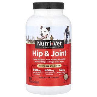 Nutri-Vet, Hip & Joint, Advanced Strength, For Dogs, All Ages, Liver, 150 Chewables