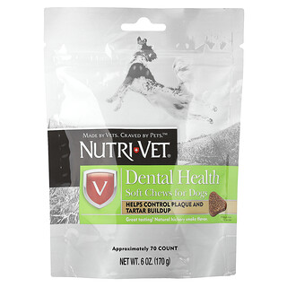 Nutri-Vet, 牙齿健康软咀嚼片，狗用，天然山胡桃木烟熏味，70 片，6 盎司（170 克）