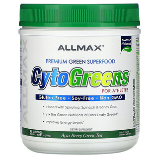 ALLMAX Nutrition, CytoGreens（サイトグリーン）、アスリート向けプレミアムグリーンスーパーフード、アサイーベリー グリーンティー、535g（1.2ポンド）
