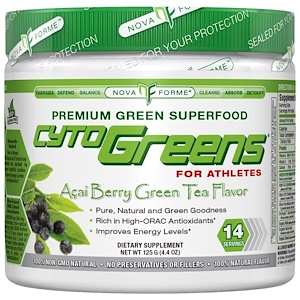 Отзывы о НоваФорме, CytoGreens, High-ORAC Premium Green Superfood, Acai Berry Green Tea Flavor, 4.4 oz (125 g)