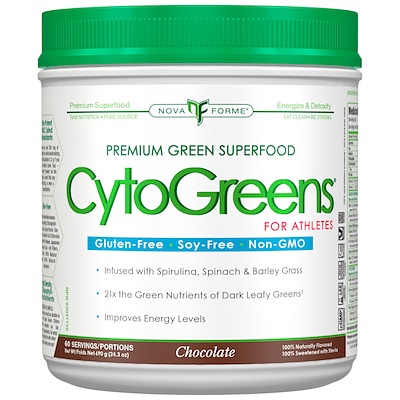 NovaForme CytoGreens,運動員用高級綠色超級食品,巧克力,24.3盎司(690克)