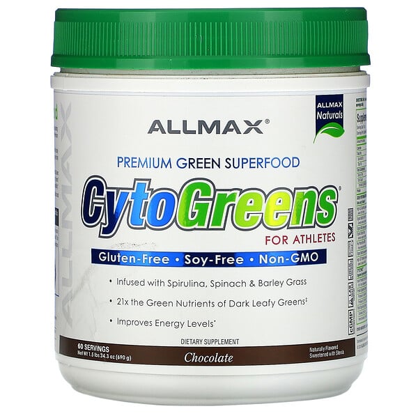 CytoGreens، أغذية خضراء فائقة القيمة الغذائية للرياضيين، شوكولاتة، 1.5 رطل (690 جم)