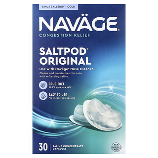 Navage, Saltpod® Original, Soulagement de la congestion, 30 capsules de concentré salin