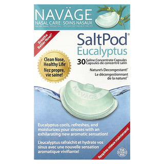 Navage, Cuidado nasal, Irrigación nasal con solución salina, Eucalipto SaltPod®, 30 cápsulas con concentrado de solución salina