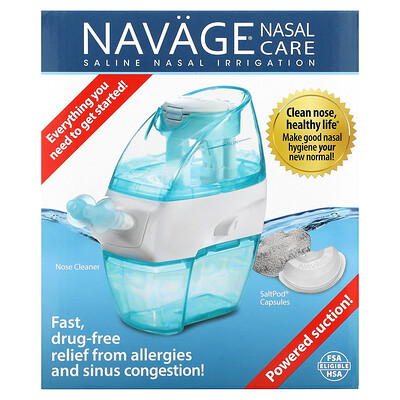 Navage Nasal Care, стартовый набор для промывания носа солевым раствором, средство для чистки носа, модель SDG-2 + 20 капсул Saltpod