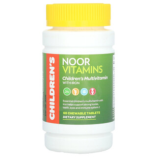 Noor Vitamins, Multivitamines pour enfants avec du fer, 60 comprimés à croquer
