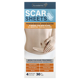 Nuvadermis, Scar Sheets, Light Skin Tone, 4 Reusable Sheets