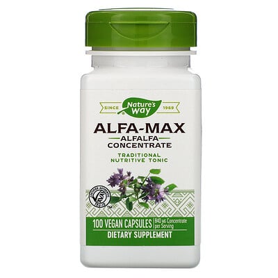 Alfa-Max, Alfalfa Concentrate, 840 mg, 100 Vegan Capsules