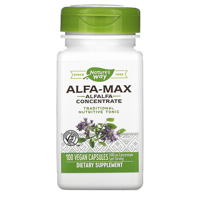 Nature's Way Alfa-Max, Alfalfa Concentrate, 840 mg, 100 Vegan Capsules