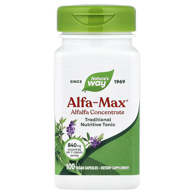Nature's Way, Alfa-Max®, Concentrado de alfalfa, 100 cápsulas veganas
