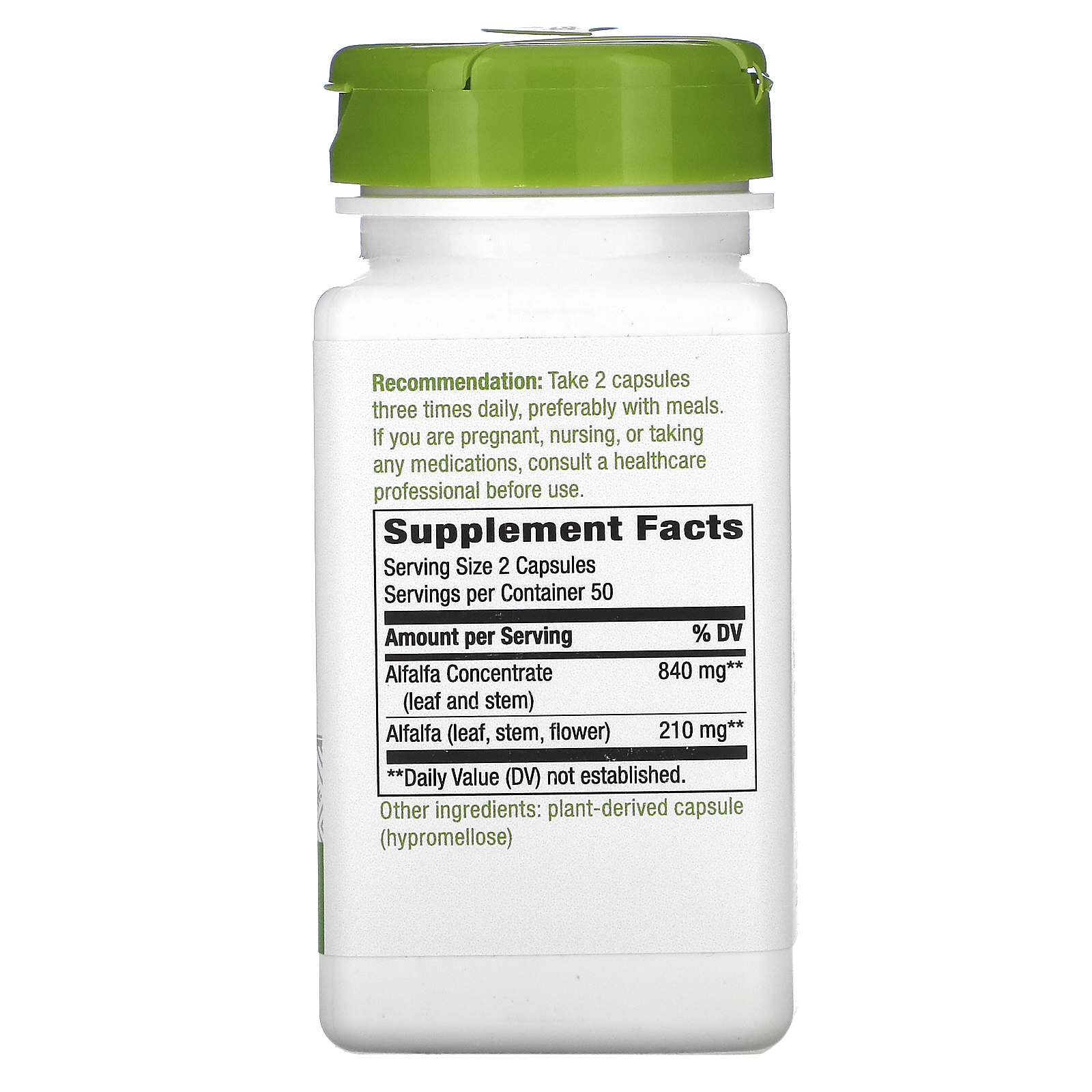 Nature's Way, AlfaMax, Alfalfa Concentrate, 840 mg, 100 Vegan Capsules iHerb