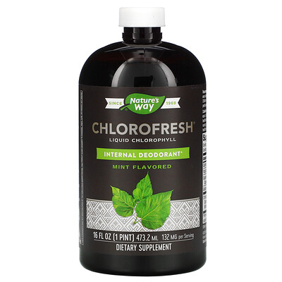 Nature's Way Chlorofresh, жидкий хлорофилл, с ароматом мяты, 132 мг, 473,2 мл (16 жидк. унции)
