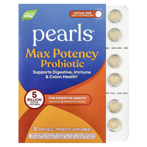 Nature's Way, Pearls®, Probiotic, maximale Wirksamkeit, 5 Milliarden KBE, 30 Weichkapseln