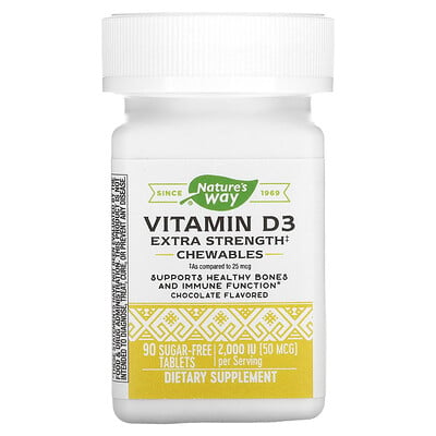 

Nature's Way Vitamin D3 Extra Strength Chocolate 50 mcg (2 000 IU) 90 Sugar-Free Tablets