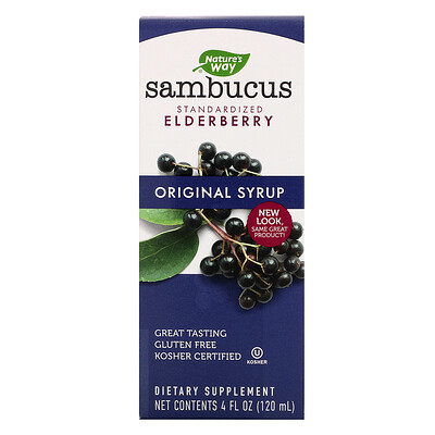 Nature's Way Sambucus, стандартизированный экстракт бузины, оригинальный сироп, 120 мл (4 жидк. унции)