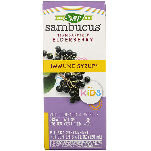 Nature's Way, Sambucus for Kids, Standardized Elderberry, Immune Syrup, 4 fl oz (120 ml)