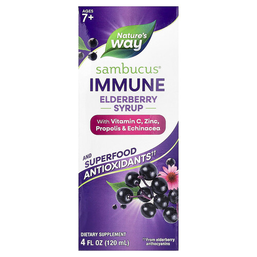 Nature's Way, Sambucus®, Immune Elderberry Syrup, Holundersirup, ab 7 Jahren, 120 ml (4 fl. oz.)