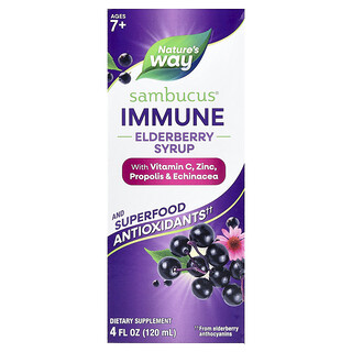 Nature's Way, Sambucus®, Jarabe de saúco inmunitario, Para niños de 7 años en adelante, 120 ml (4 oz. líq.)
