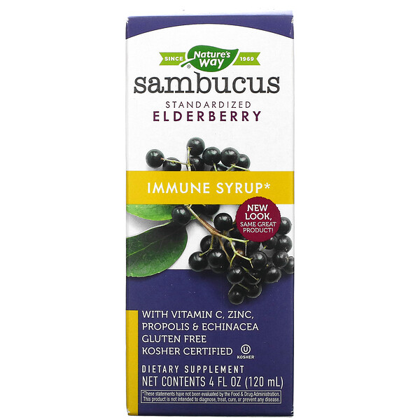 Nature's Way, Sambucus Immune Syrup, Standardized Elderberry, 4 fl oz (120 ml)