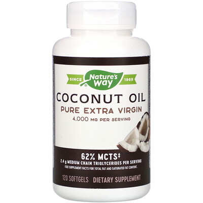Nature's Way Coconut Oil, Pure Extra Virgin, 4,000 mg, 120 Softgels