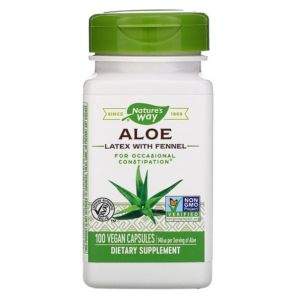Nature's Way‏, Aloe Latex with Fennel, 140 mg, 100 Vegan Capsules