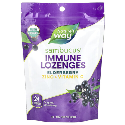 Nature's Way, Sambucus® Elderberry, Immune Lozenges, Holunder, Immun-Lutschtabletten, Original Holunder, 24 Lutschtabletten