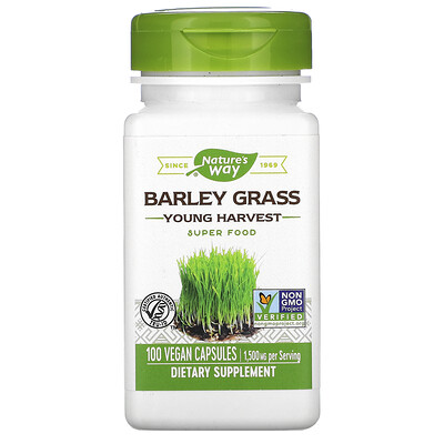 Nature's Way Barley Grass, Young Harvest, 1,500 mg, 100 Vegan Capsules