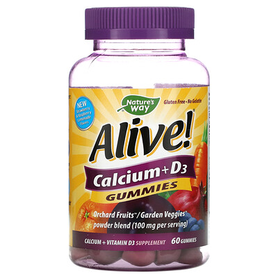 

Nature's Way Alive!, кальций и витамин D3, 60 жевательных конфет