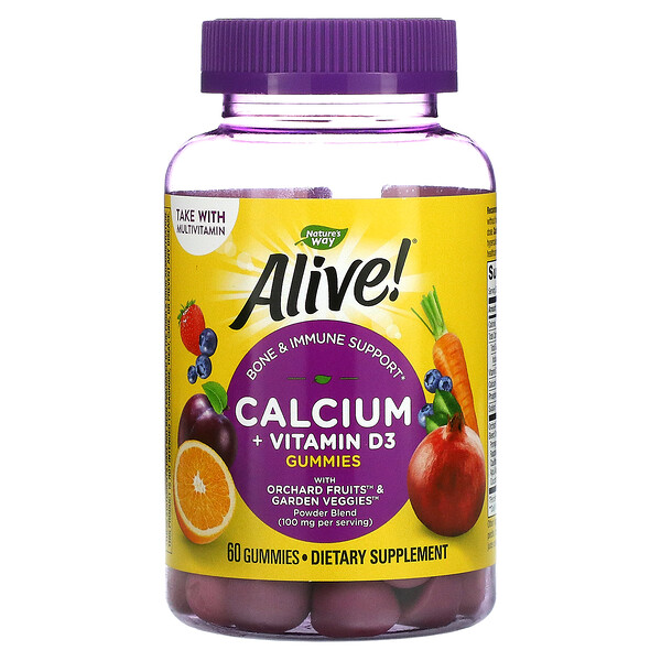 Alive! Calcium + Vitamin D3, 60 Gummies