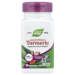 Nature's Way, Cúrcuma, Máxima Potência, 750 mg, 60 Cápsulas Veganas
