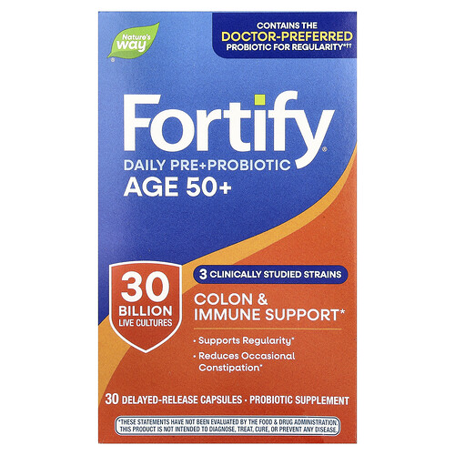 Nature's Way, Fortify®, Daily Pre + Probiotikum, Erwachsene ab 50 Jahren, 30 Kapseln mit verzögerter Freisetzung