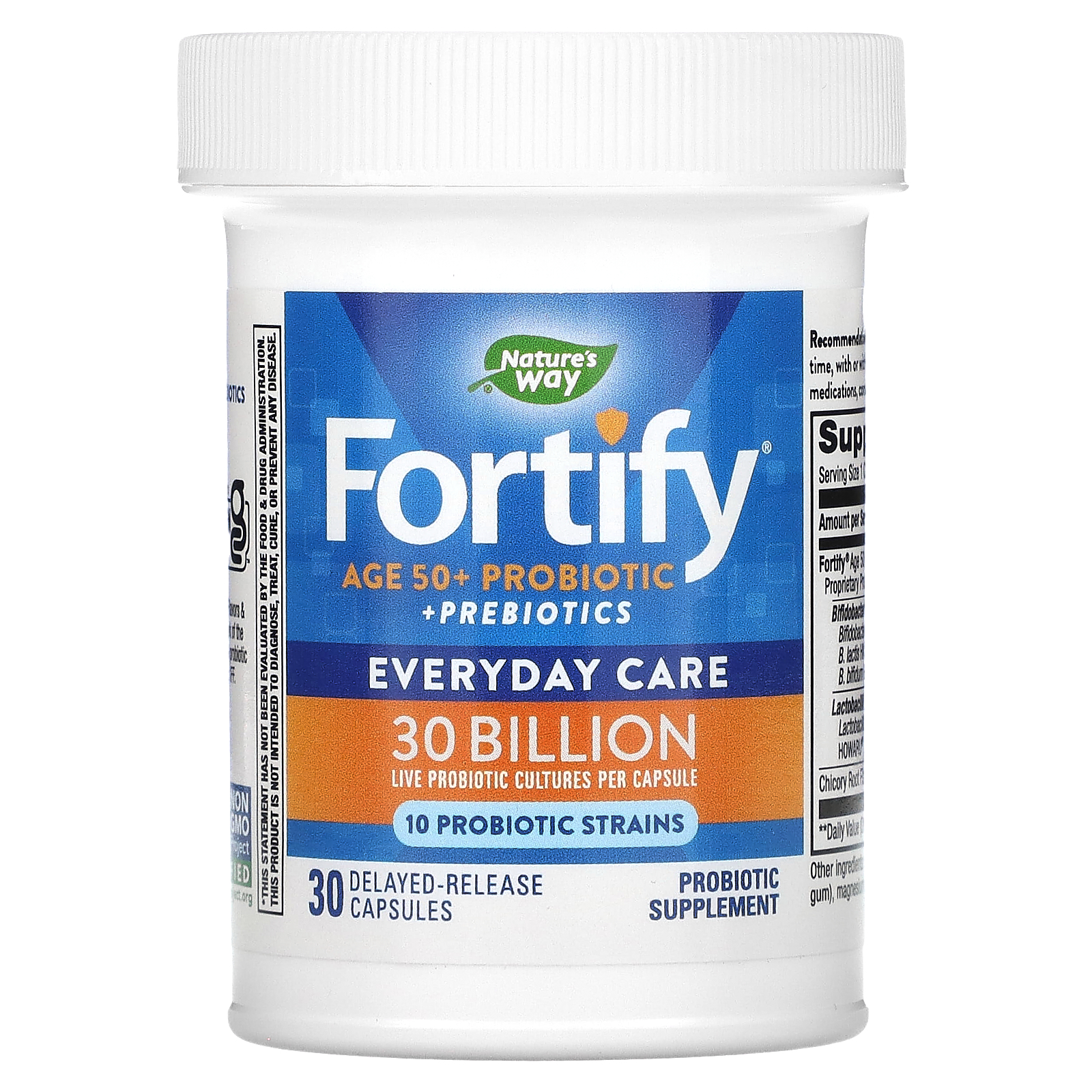 Nature's Way, Fortify, Age 50+ Probiotic + Prebiotics, Everyday Care, 30 Billion, 30 Delayed