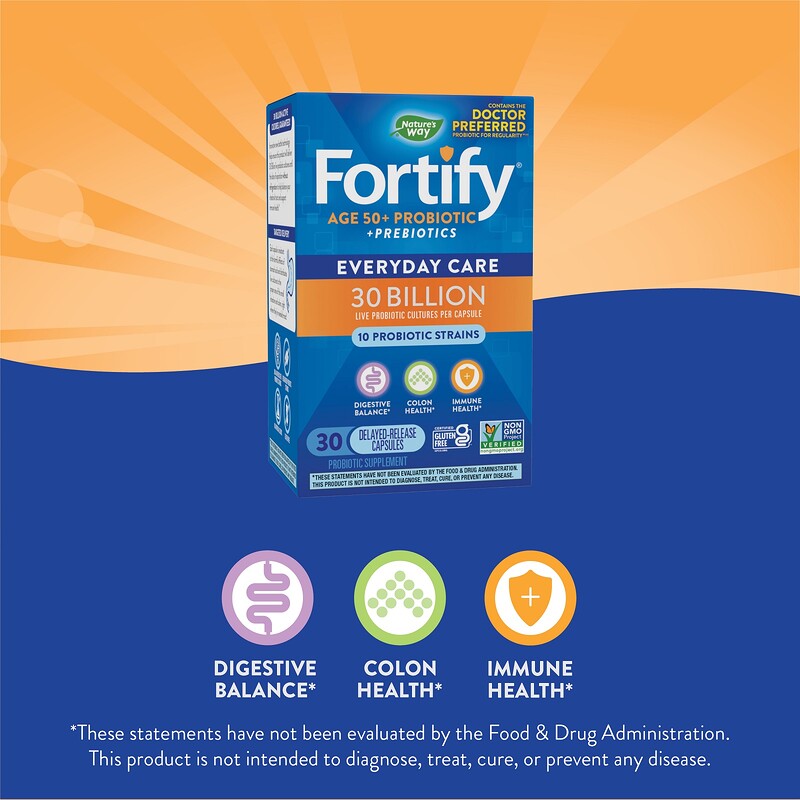 Nature's Way, Fortify, Age 50+ Probiotic + Prebiotics, Everyday Care, 30 Billion, 30 Delayed