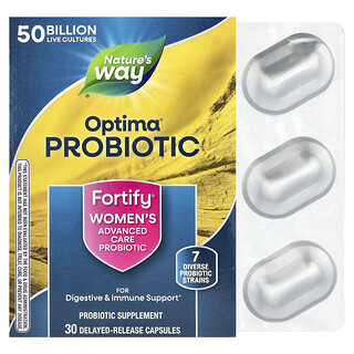 Nature's Way, Probiótico Optima®, Probiótico de Cuidados Avançados para Mulheres Fortify®, 50 Bilhões, 30 Cápsulas de Liberação Retardada