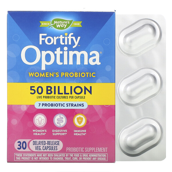 Nature's Way, Fortify Optima Probiotic, Women's, 50 Billion, 30 Delayed Release Vegetarian Capsules